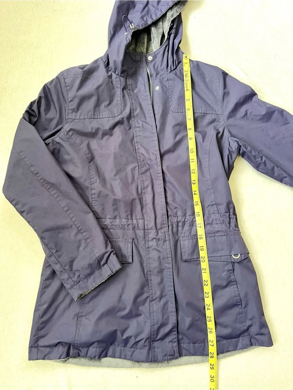 Free Country Navy Hooded Super Soft Lining Utility Jacket with Drawstring Waist